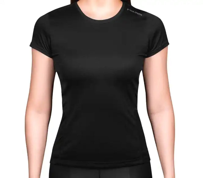 Camiseta Dry Fit Preta Feminina True Sports Tamanho P