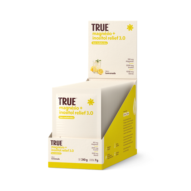 Magnésio + Inositol Relief 3.0 Sem Melatonina Lemonade Display c/ 30 Sachês