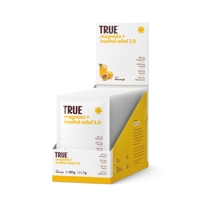 True Magnésio + Inositol Relief 3.0 Maracujá Display c/ 30 Sachês
