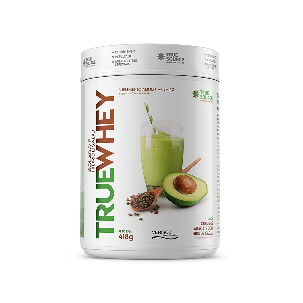 Embalagem do True Whey Protein Creme de Abacate com Nibs de Cacau 418 g