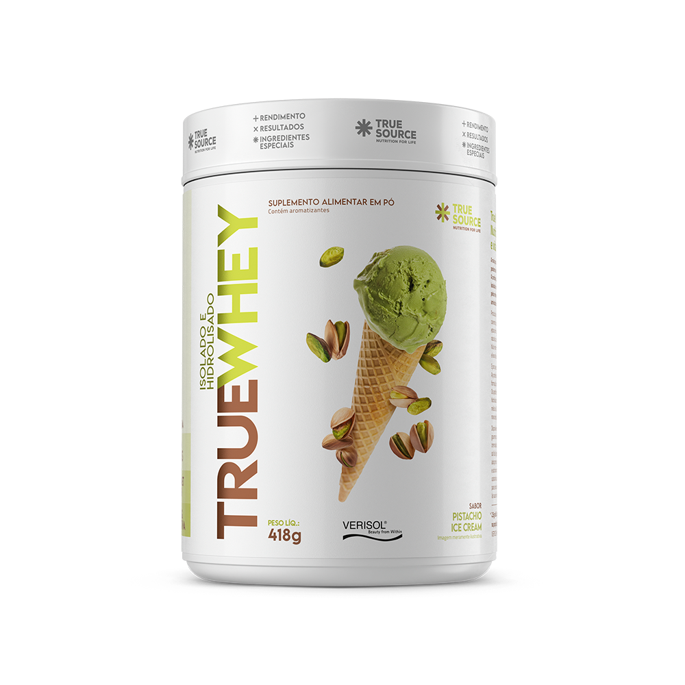 Embalagem do True Whey Protein Pistachio Ice Cream 418 g